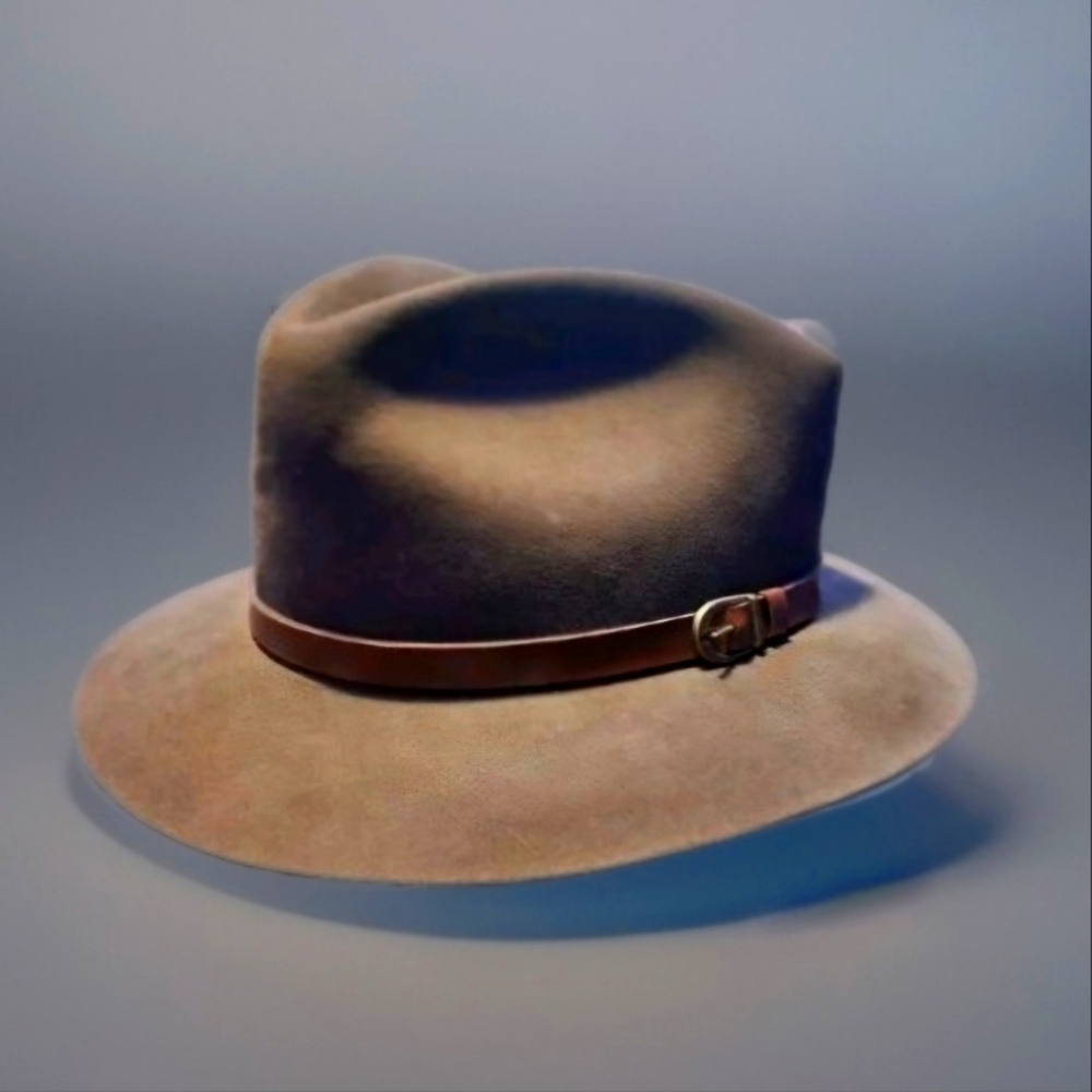 LL Bean Stetson Moose River Size 7 1/2" Brown Belted Hat